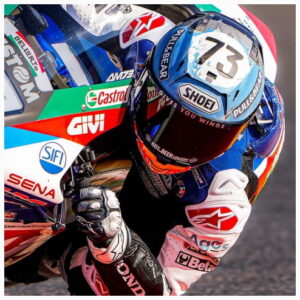 Mũ bảo hiểm Shoei 73 của Alex Marquez ở chặng đua MotoGP Aragon 2022