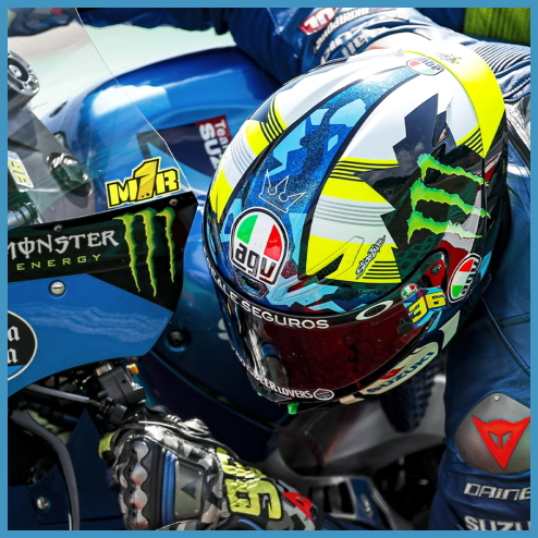 Chiếc mũ bảo hiểm AGV của Joan Mir ở mùa giải MotoGP 2021