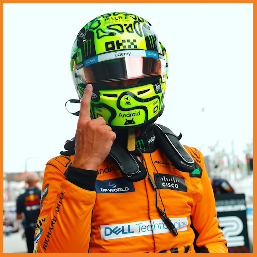 Mũ bảo hiểm Bell của Lando Norris ở chặng đua GP Tây Ban Nha 2024
